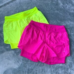 Danskin Set of 2 Neon Pink and yellow Athletic Shorts size Medium